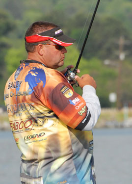 Lee Bailey Jr focusing on fishing so as to feel the slightest bite.