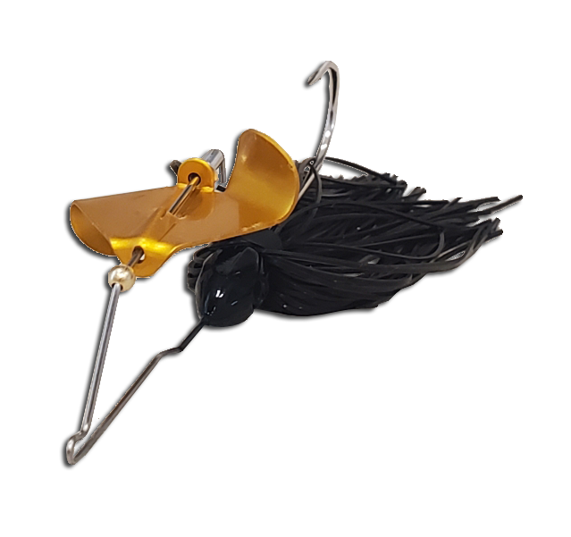 Buzzbait Fishing in June with a Black Baby Buzzbait with Gold Blade